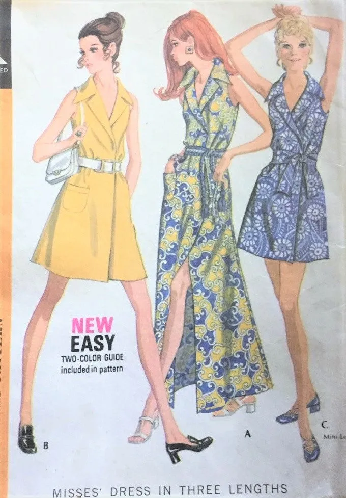 1970s CHIC Mod WRAP Dress Pattern McCALLS 2382 Mini, Regular and MAXI Dress Perfect CruiseWear Bust 32 Vintage Sewing Pattern UN