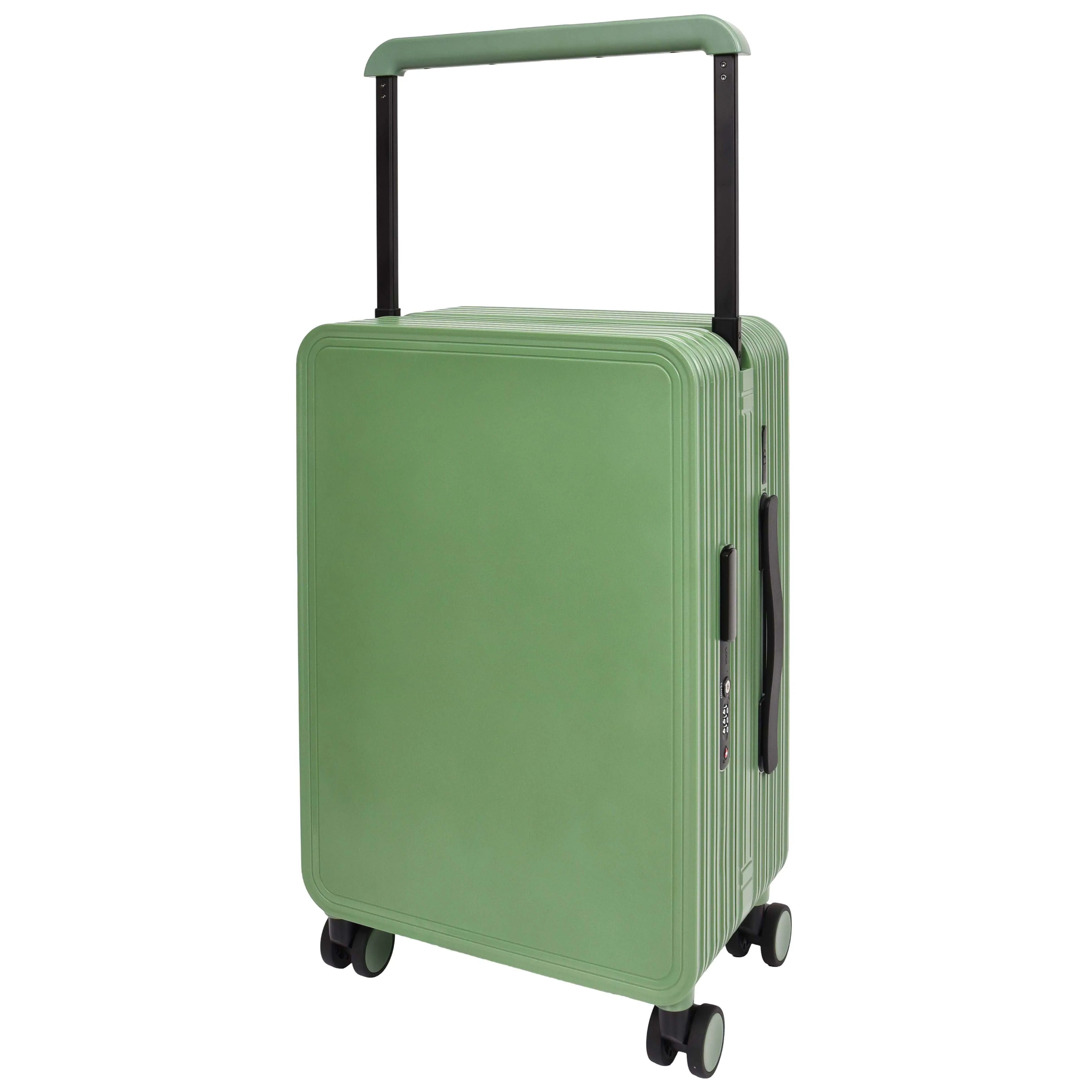 20 Cabin Size USB Port Suitcase Four Wheels Hard Shell Smart Luggage Expedition Green