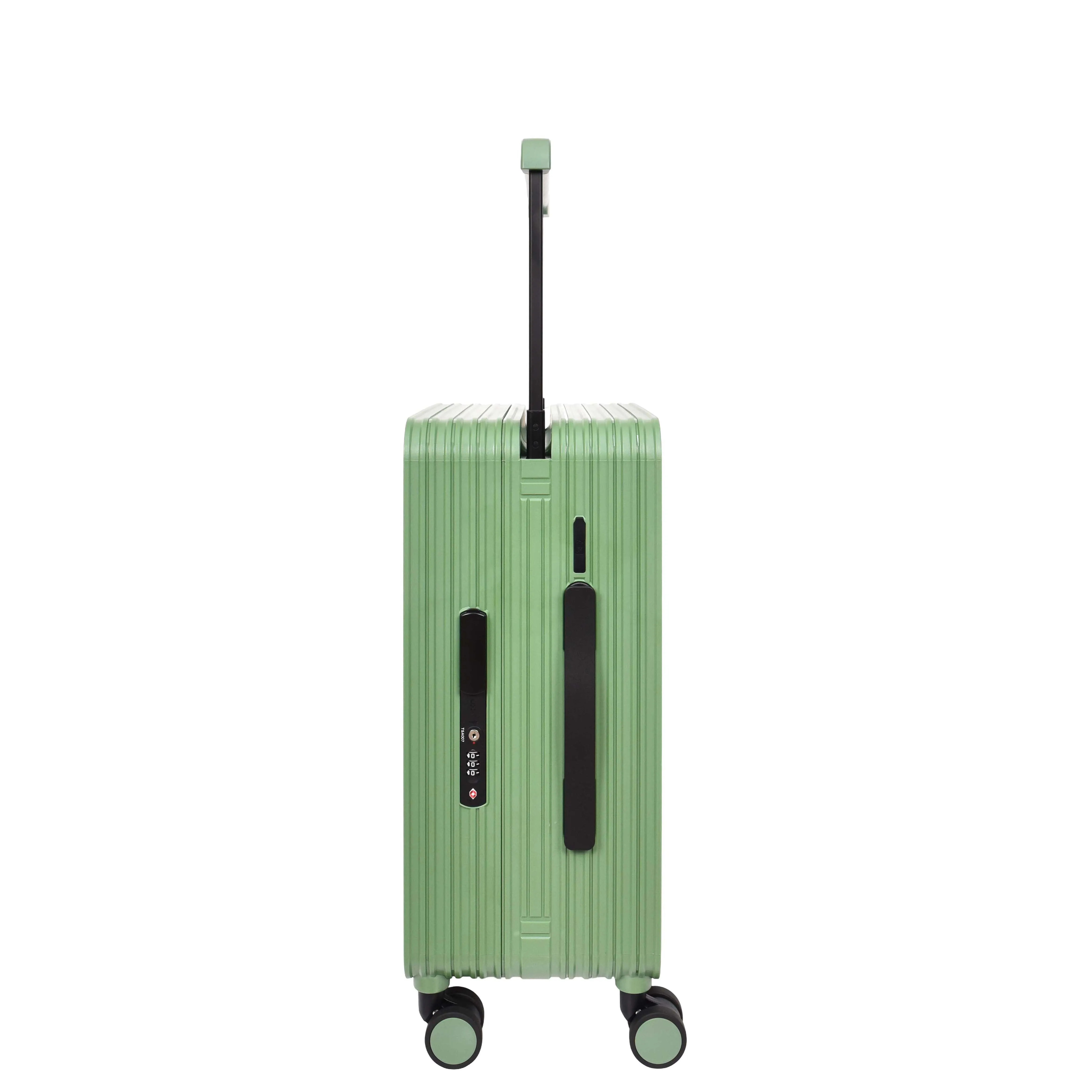 20 Cabin Size USB Port Suitcase Four Wheels Hard Shell Smart Luggage Expedition Green