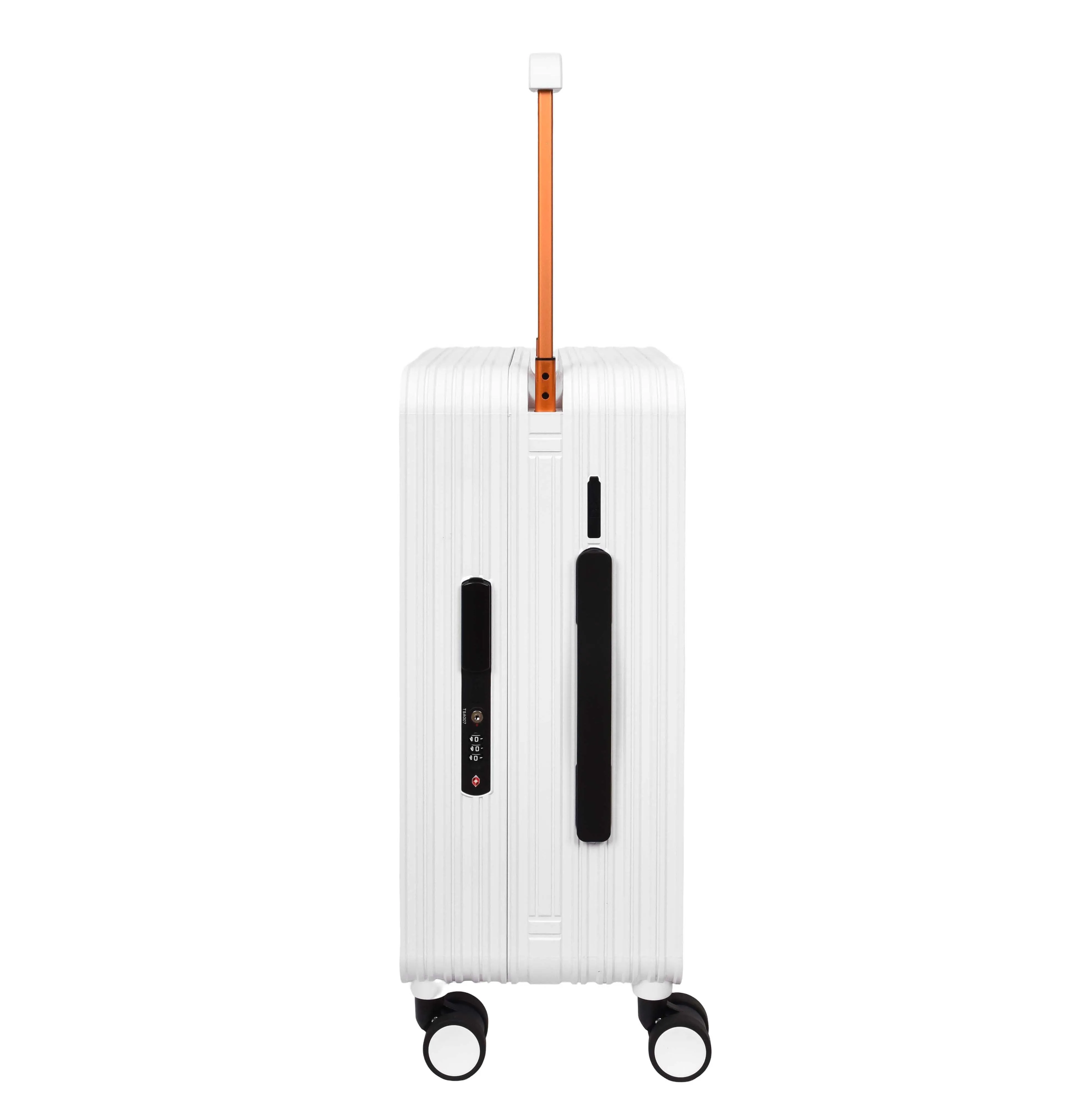 20 Cabin Size USB Port Suitcase Four Wheels Hard Shell Smart Luggage Expedition White