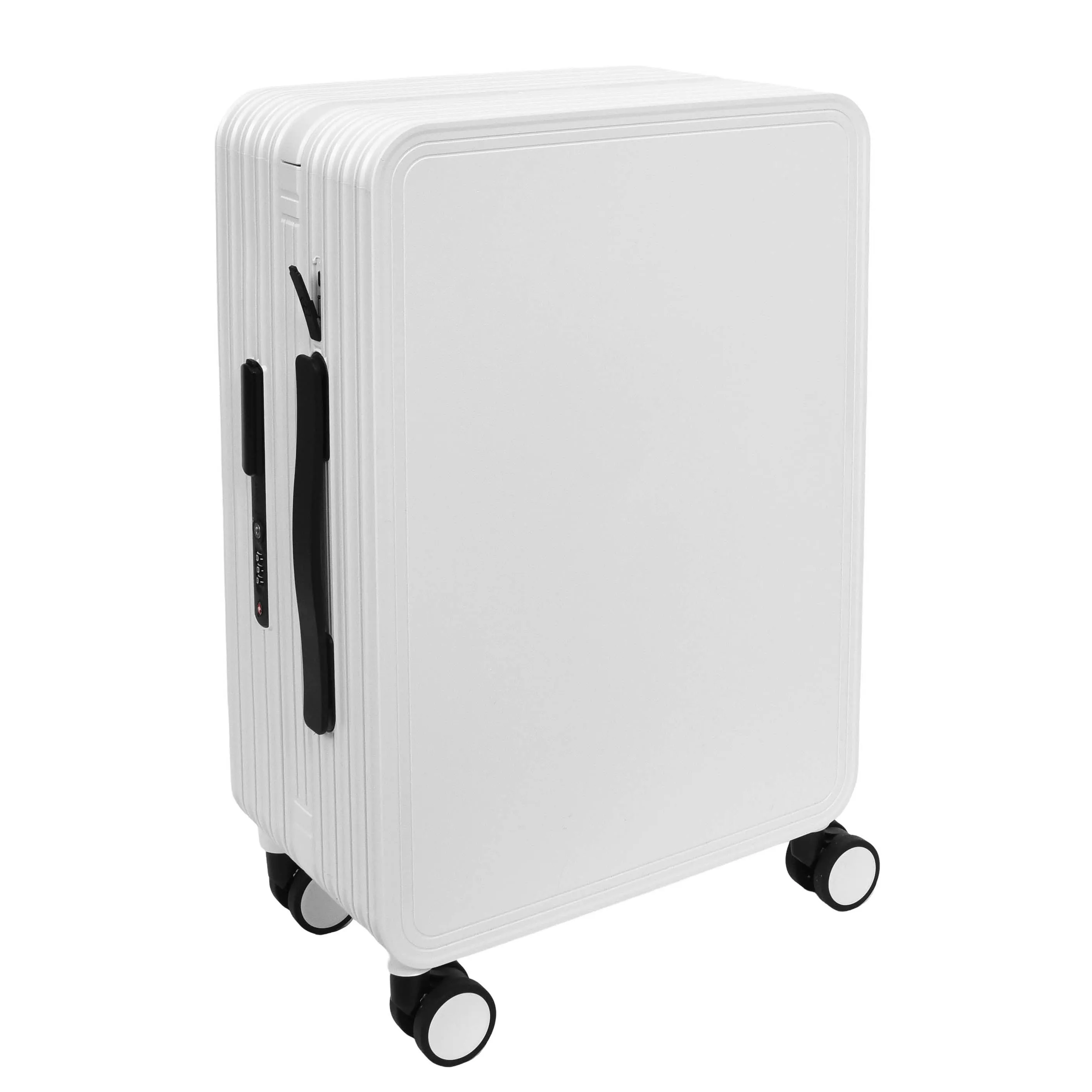 20 Cabin Size USB Port Suitcase Four Wheels Hard Shell Smart Luggage Expedition White