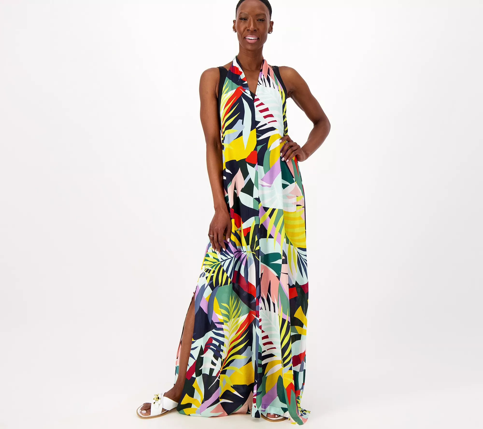 "As Is" Jantzen Wrap Halter Neck Woven Maxi Dress