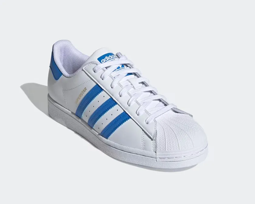 Adidas Superstar Cloud White True Blue Gold Metallic H68093