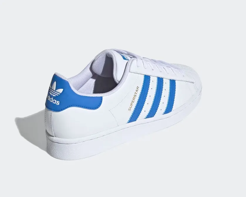 Adidas Superstar Cloud White True Blue Gold Metallic H68093