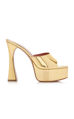 Amina Muaddi Dalida Patent Leather Platform Sandals