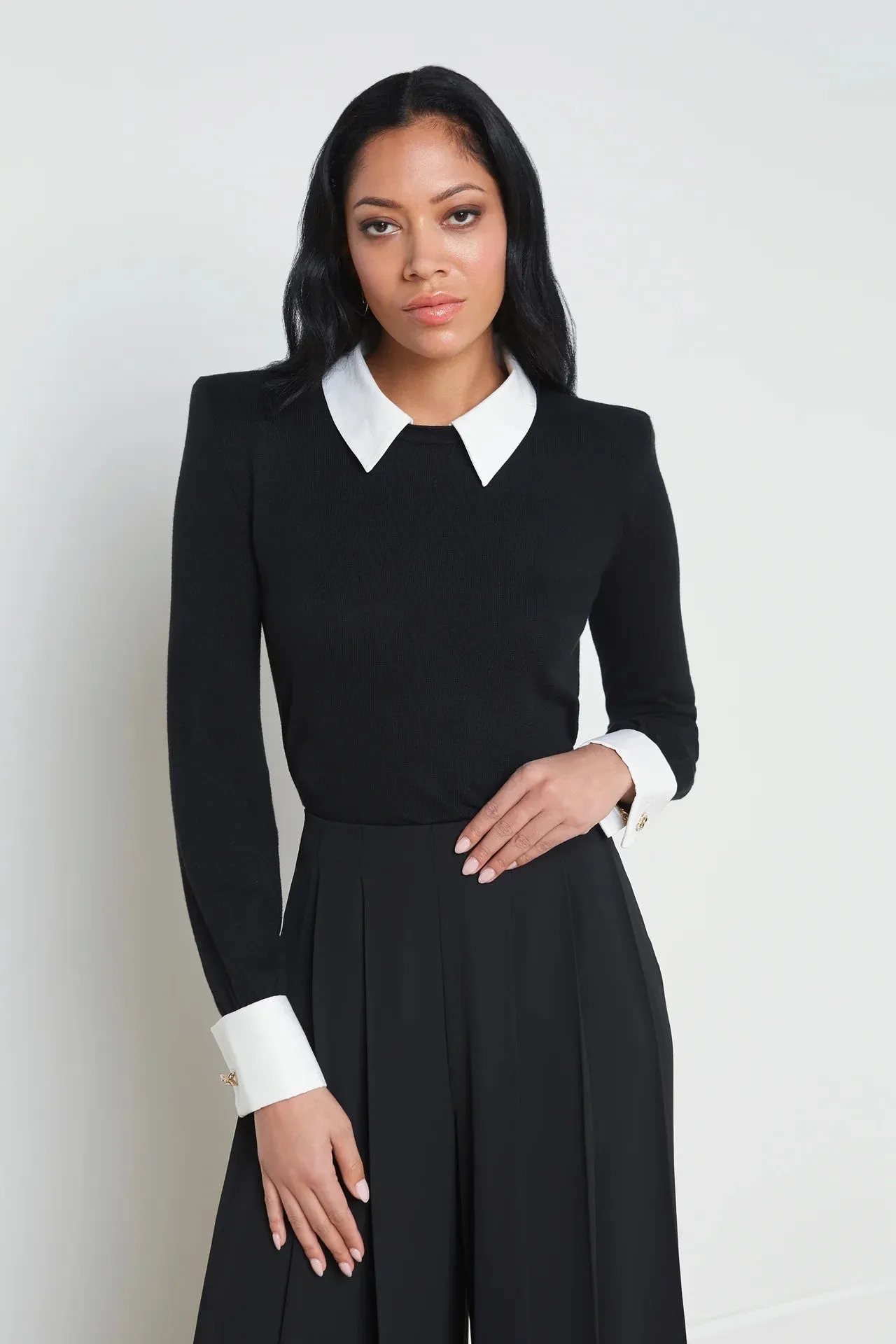 APRIL POPLIN COLLAR PULLOVER