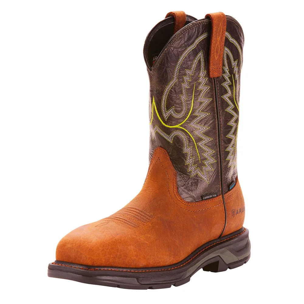 Ariat Men's WorkHog XT Waterproof Carbon Toe Work Boot- Tumbled Bark/Dark Forest