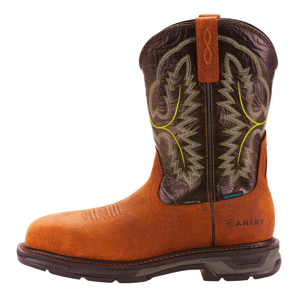 Ariat Men's WorkHog XT Waterproof Carbon Toe Work Boot- Tumbled Bark/Dark Forest