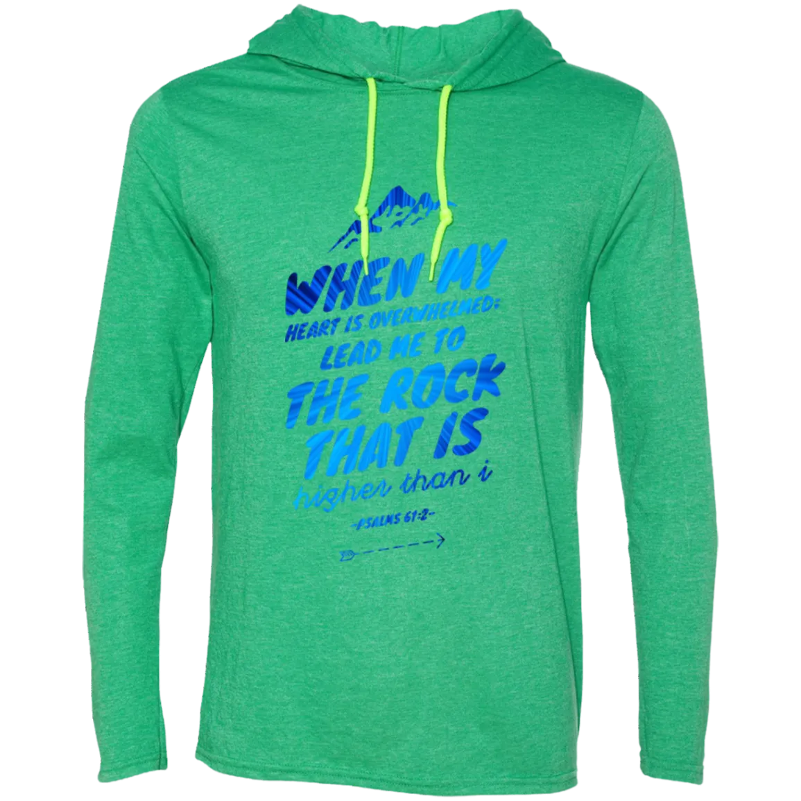 Bible Verse Men Long Sleeve T-Shirt Hoodie - Lead Me To The Rock That Is Higher Than I ~Psalm 61:2~ Design 14