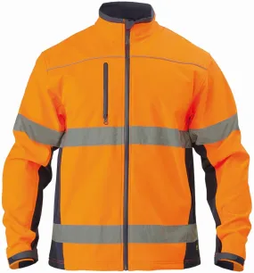 Bisley Workwear BJ6059T Hi-Visibility Jacket - Softshell - Polyester - Reflective Tape - Orange/Navy - XS