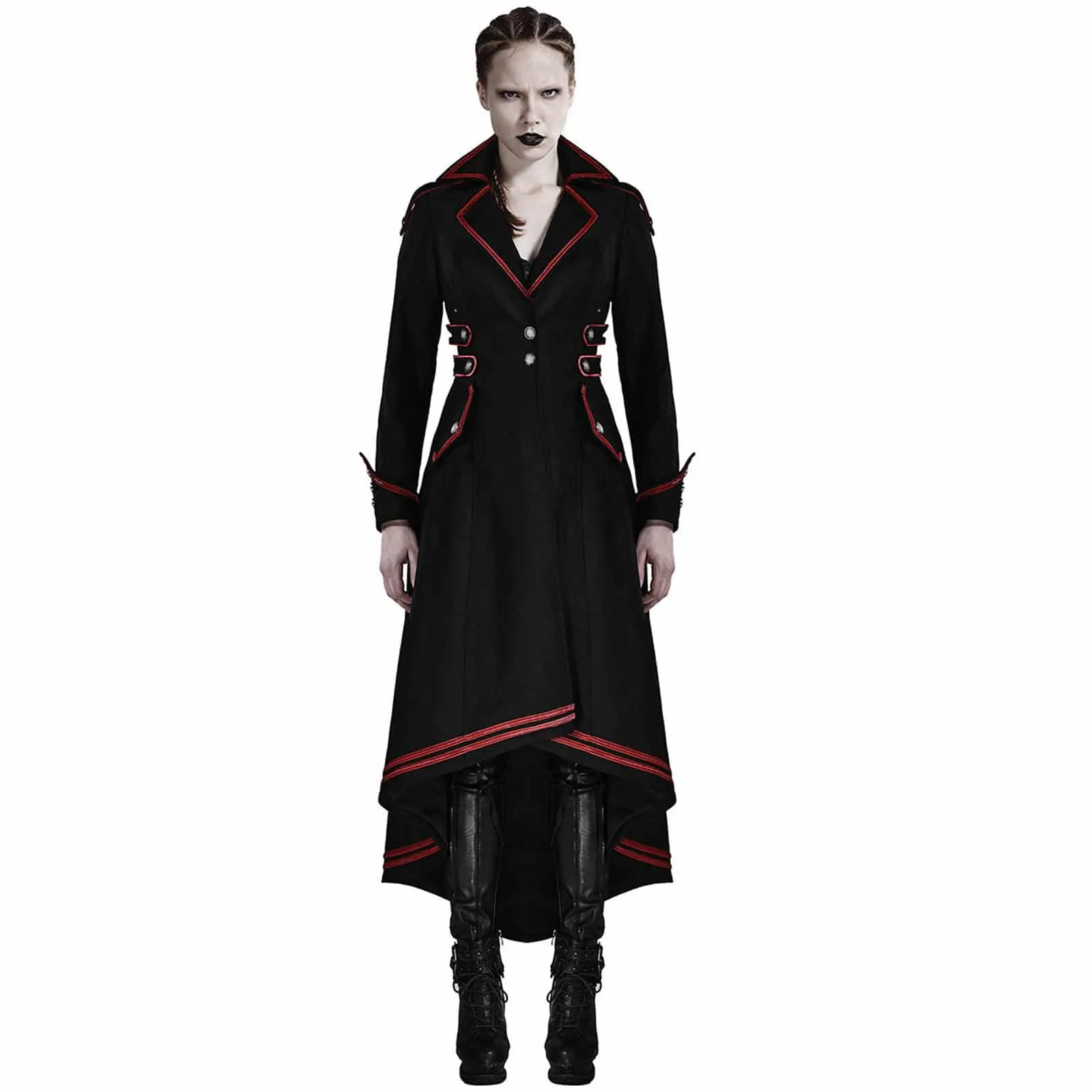 Black Red Long Gothic Jacket for Women | Made to Measure | Kilt and Jacks