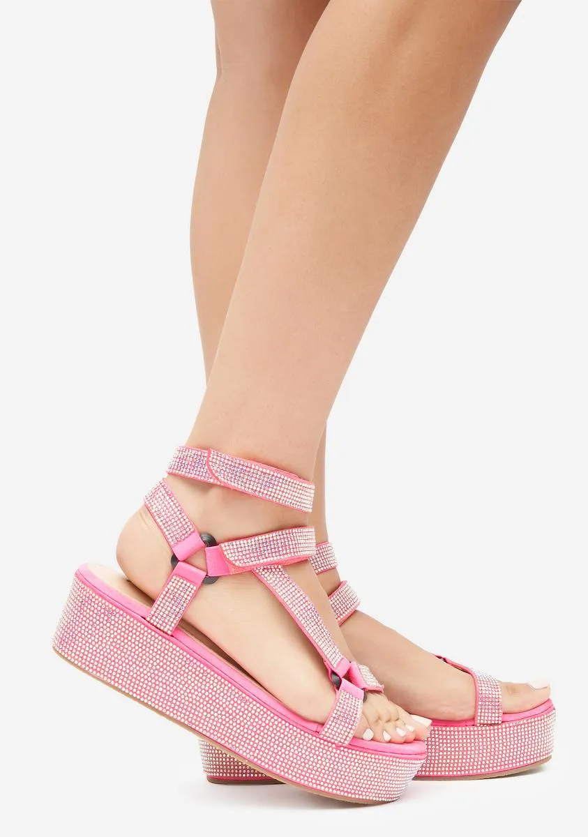 Blush On The Runway Strappy Platform Sandals-