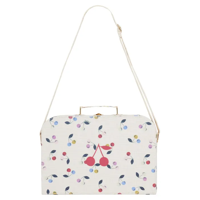 Bonpoint Child Arana Suitcase Bag Ivory White With Cherry Print