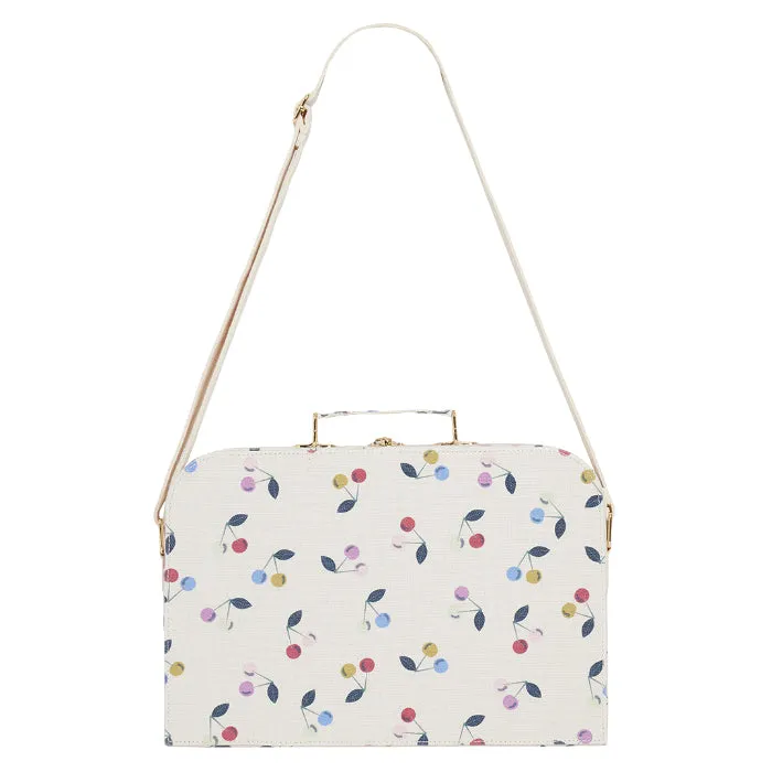 Bonpoint Child Arana Suitcase Bag Ivory White With Cherry Print