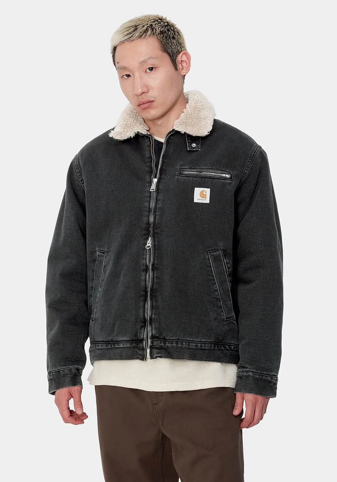 Carhartt WIP Hearld Borg Collar Denim Jacket, Black