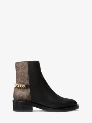 Carlisle Leather and Empire Monogram Ankle Boot