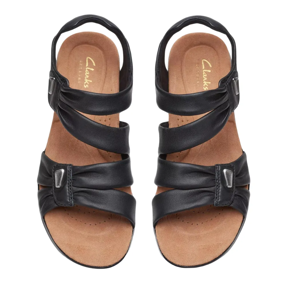 Clarks Kitly Ave Black Leather Sandal (Women's)