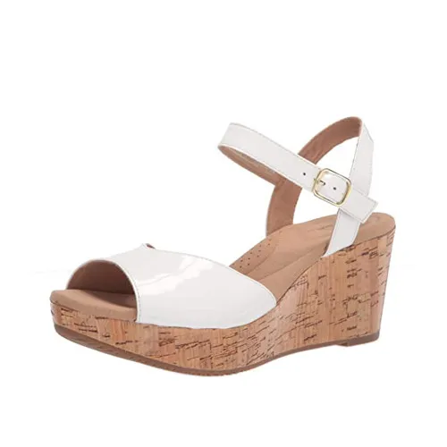 Clarks Women's Annadel Mystic Wedge Sandal White Patent