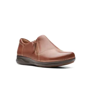 Clarks Women's Appley Zip Slip On Dark Tan