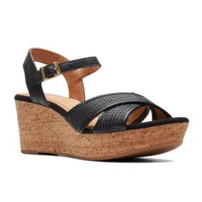 Clarks Women's Elleri Plum Wedge Sandal Black