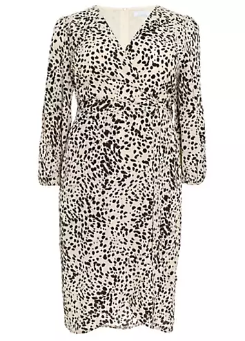 Curve White and Black Animal Print Wrap Dress by Quiz | Look Again