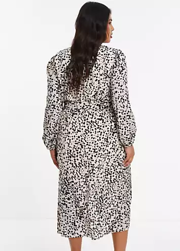 Curve White and Black Animal Print Wrap Dress by Quiz | Look Again