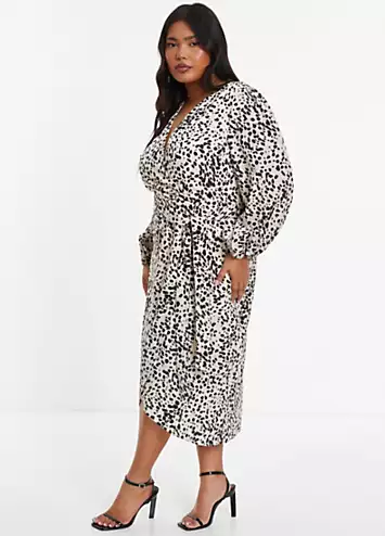 Curve White and Black Animal Print Wrap Dress by Quiz | Look Again