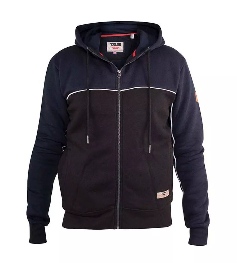 D555 Mens Full Zip Hoodie With Chest & Sleeve Piping Detail (VINCENT)