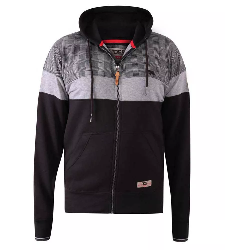 D555 Mens Full Zip Hoodie With Contrast Panels (KIPLING)