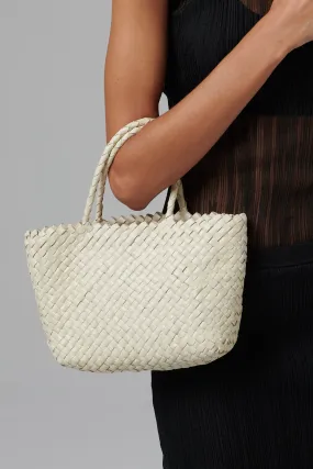 Dragon Diffusion  White Leather Mini Basket Tote