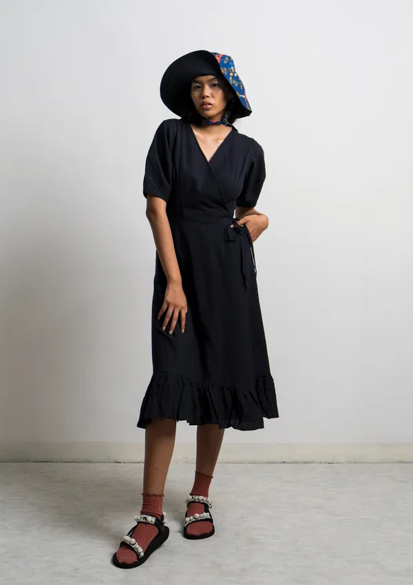 ENSEMBLE THE LABEL AMANITA WRAP DRESS - BLACK