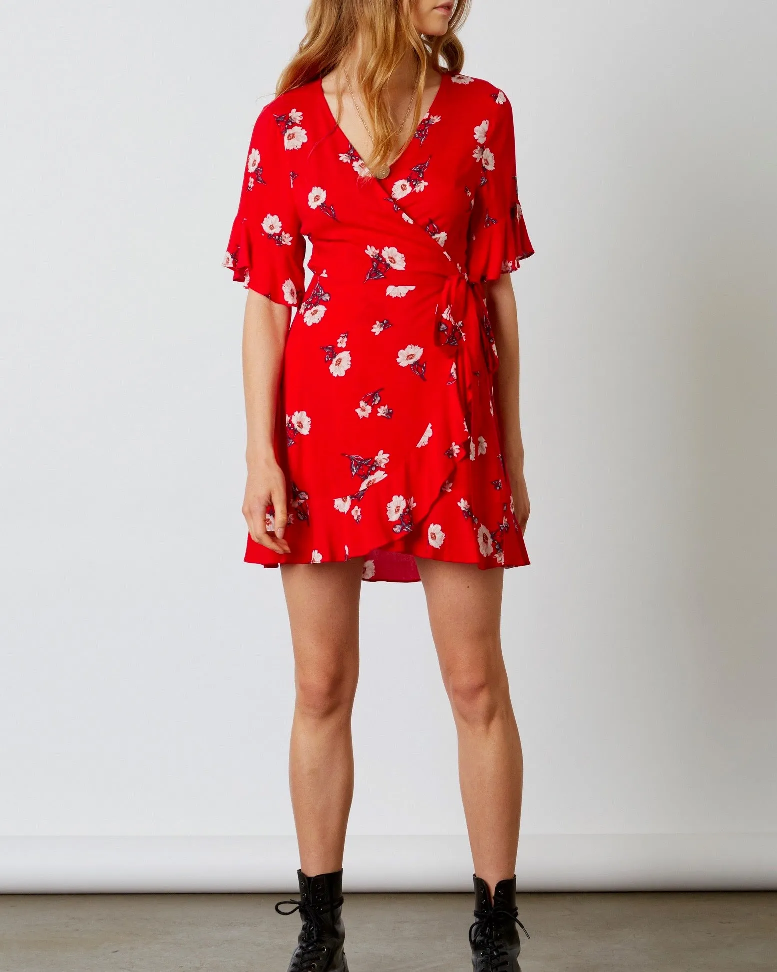 Final Sale - CottonCandy La - Best Buds Wrap Dress - Red