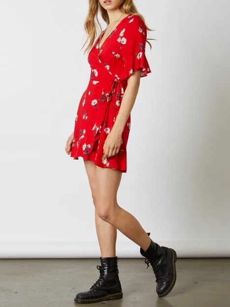 Final Sale - CottonCandy La - Best Buds Wrap Dress - Red