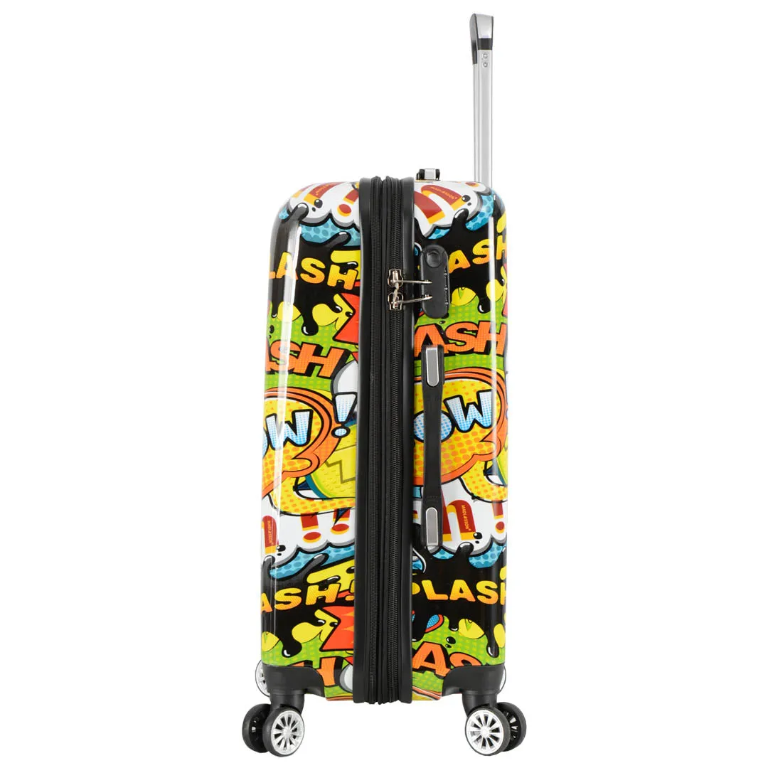 Four Wheel Expandable Suitcase Hard Shell Luggage Comic Print