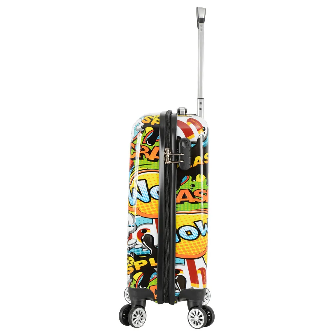 Four Wheel Expandable Suitcase Hard Shell Luggage Comic Print