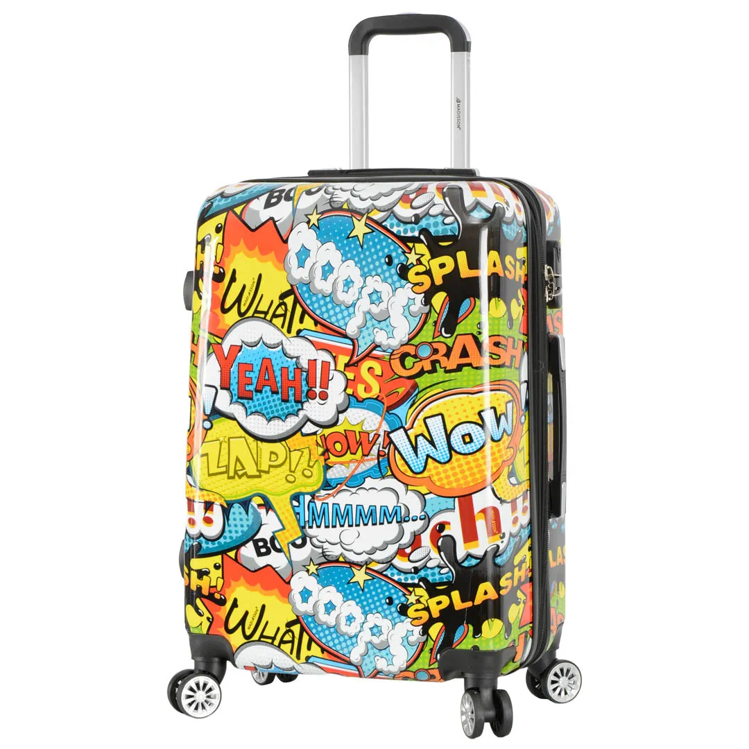 Four Wheel Expandable Suitcase Hard Shell Luggage Comic Print