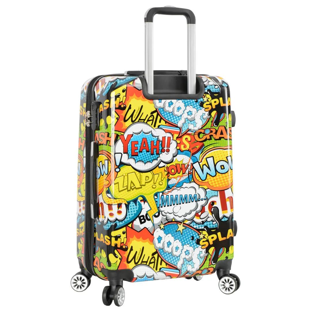 Four Wheel Expandable Suitcase Hard Shell Luggage Comic Print