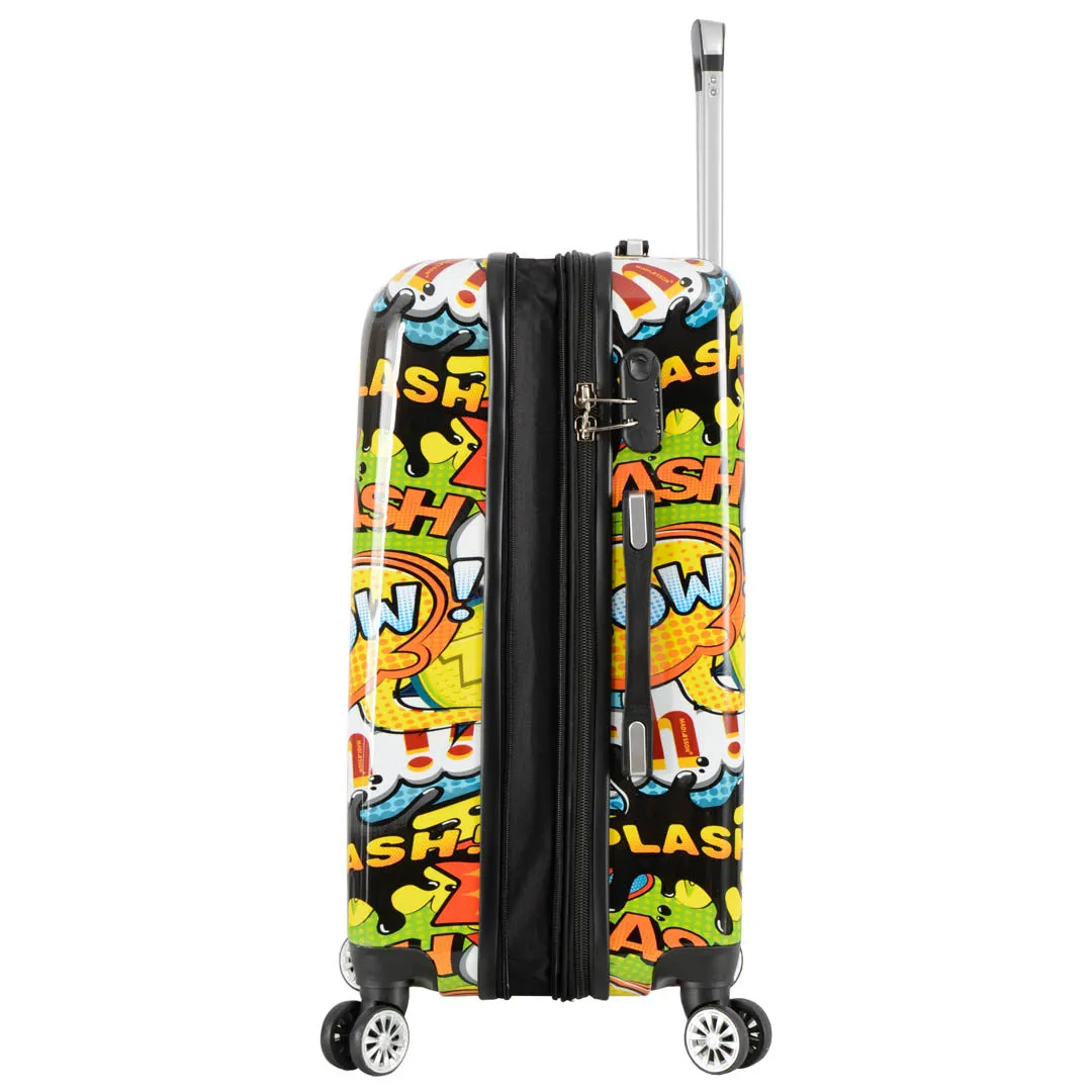 Four Wheel Expandable Suitcase Hard Shell Luggage Comic Print