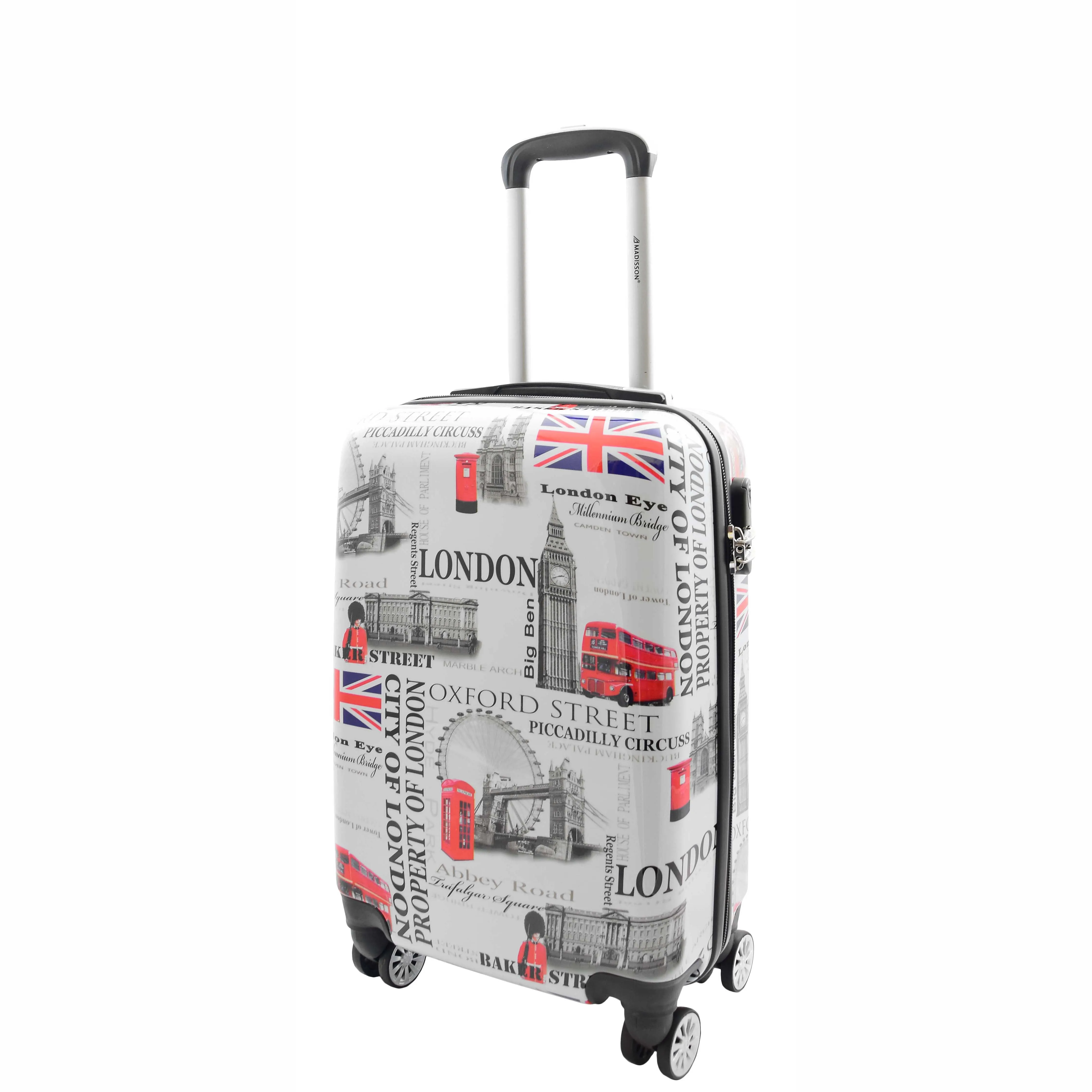 Four Wheels Hard Shell London City Print Suitcase Lockable Travel Luggage