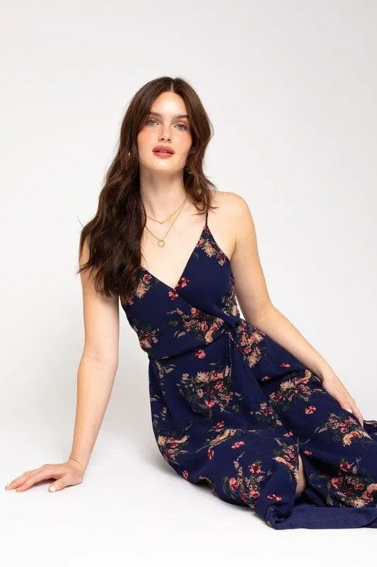 GILLI Spa Strap Floral Printed Maxi Wrap Dress