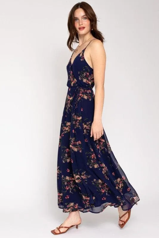 GILLI Spa Strap Floral Printed Maxi Wrap Dress