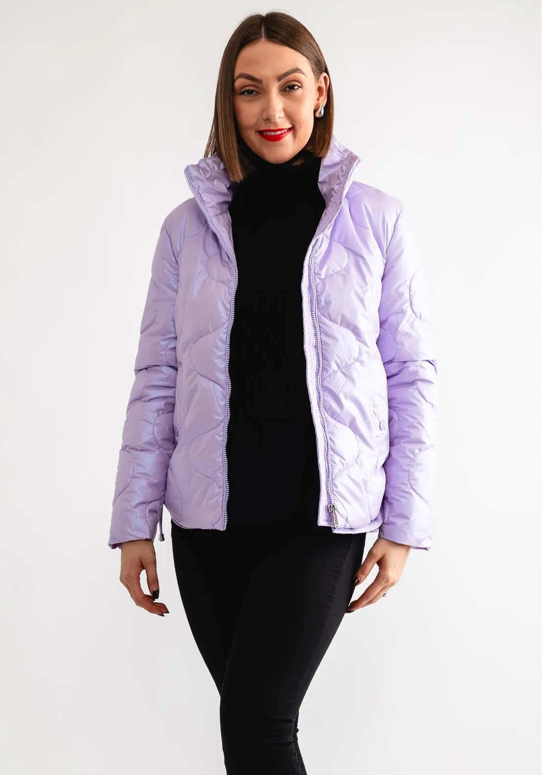 Goa Goa Quilted Short Padded Jacket, Metallic Lilac