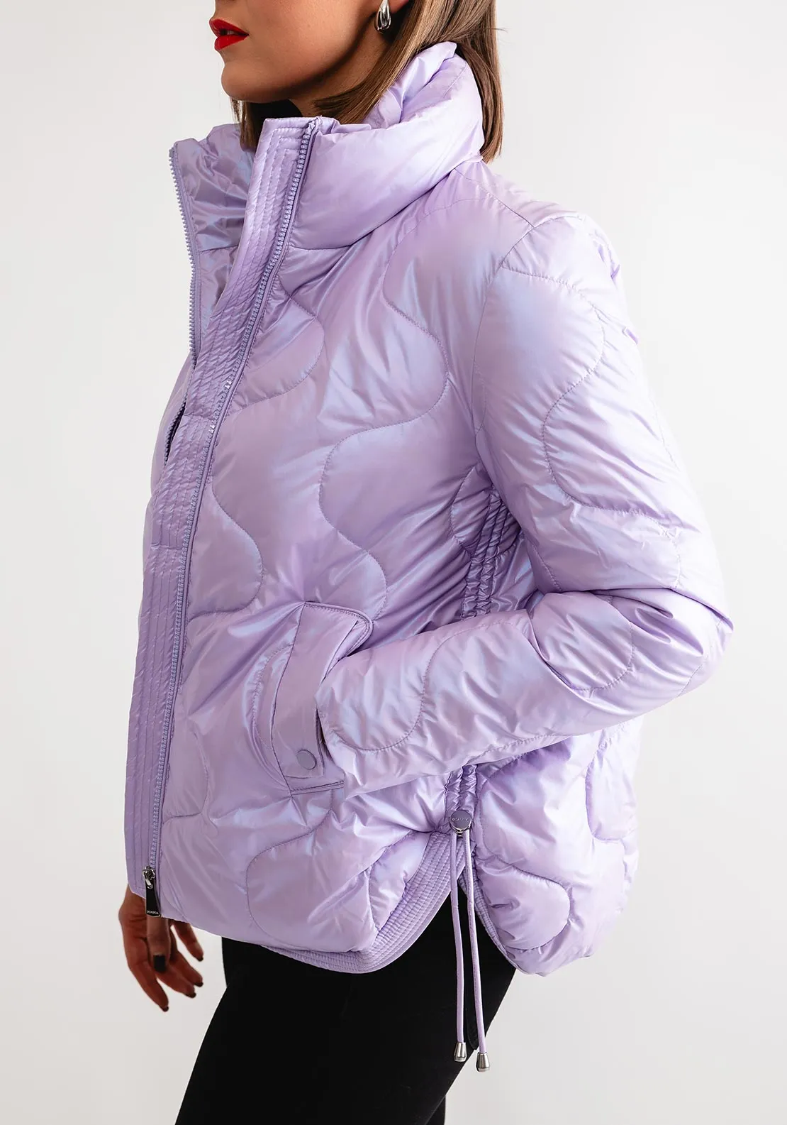 Goa Goa Quilted Short Padded Jacket, Metallic Lilac