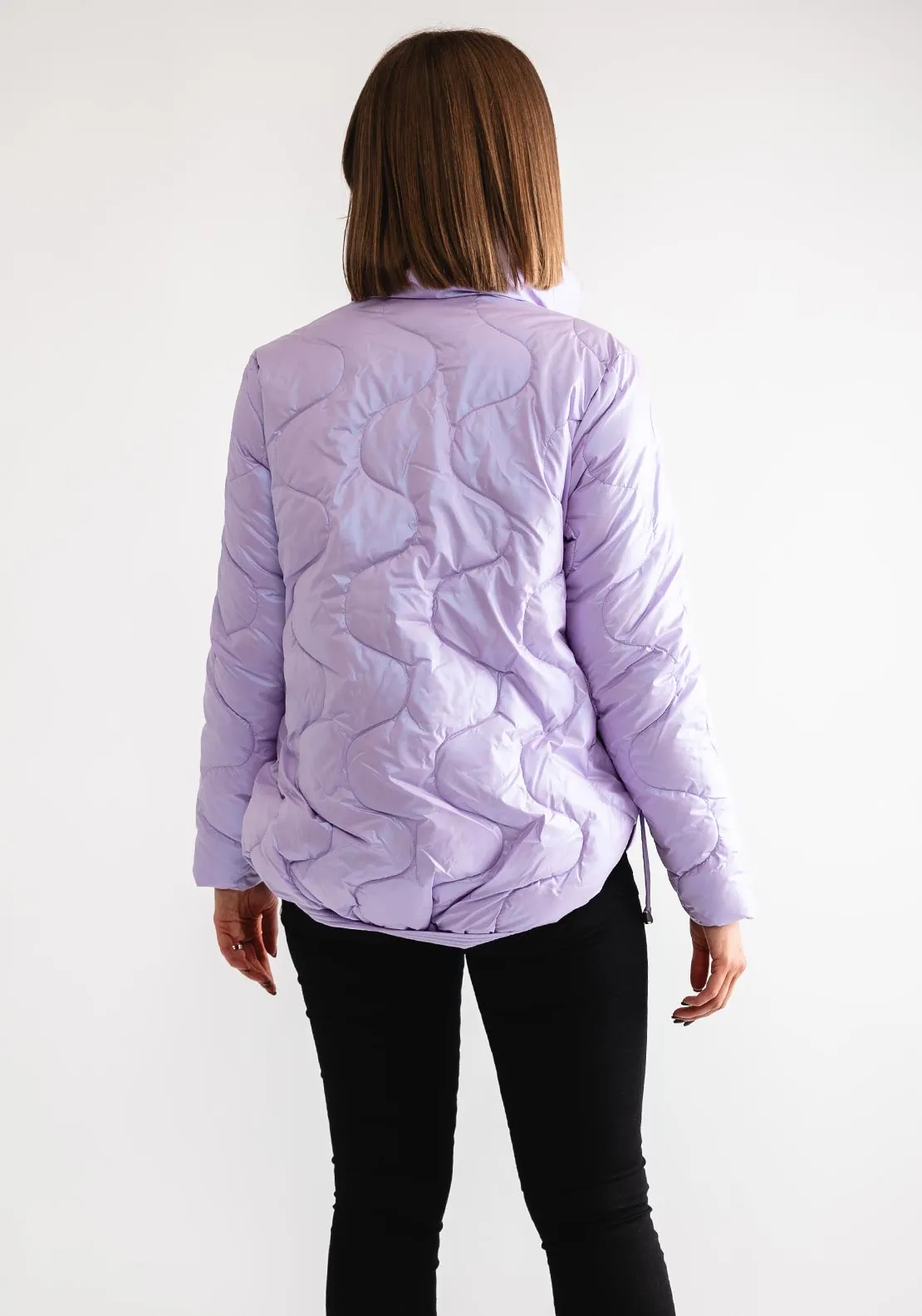 Goa Goa Quilted Short Padded Jacket, Metallic Lilac