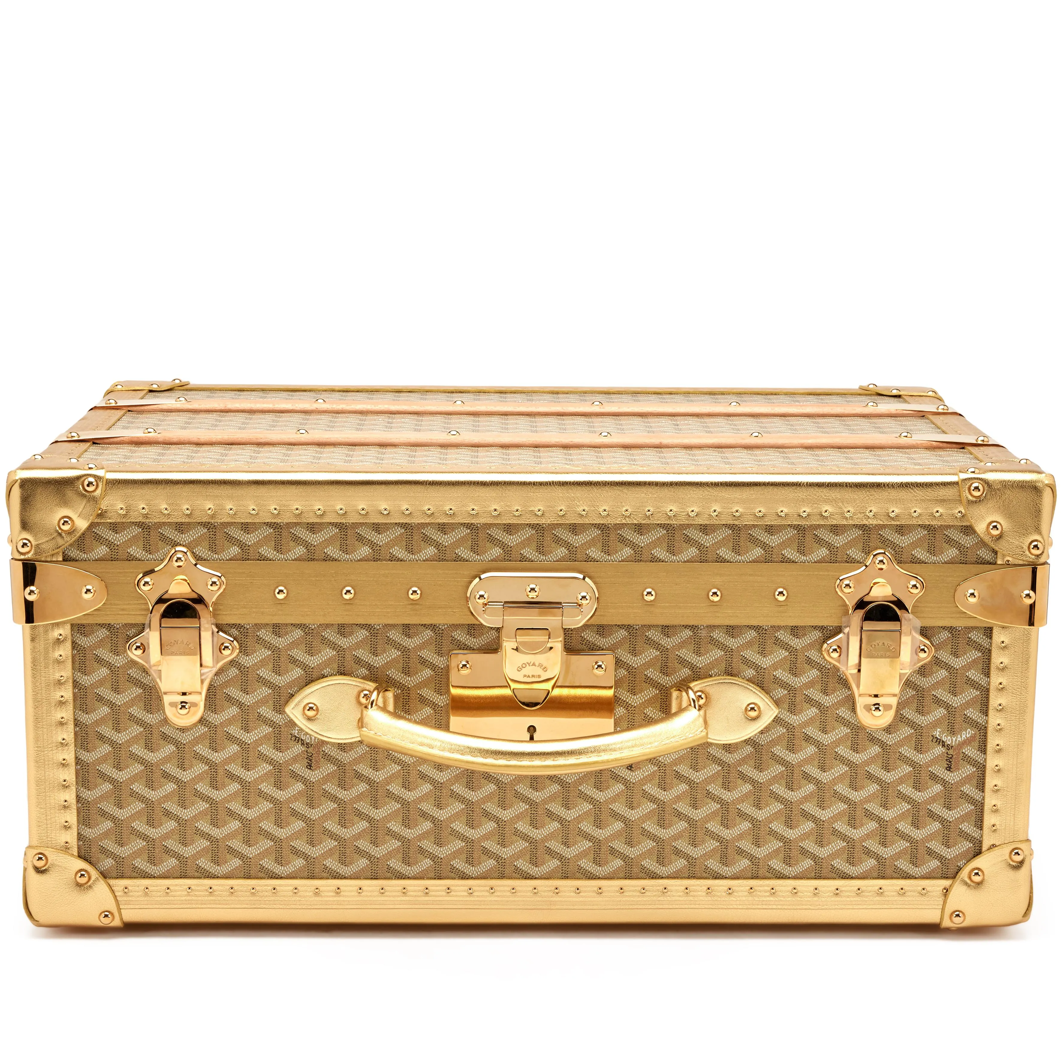 Goyard Gold Goyardine Canvas & Clamecy Cowhide Leather Suitcase Palace 55, 2017