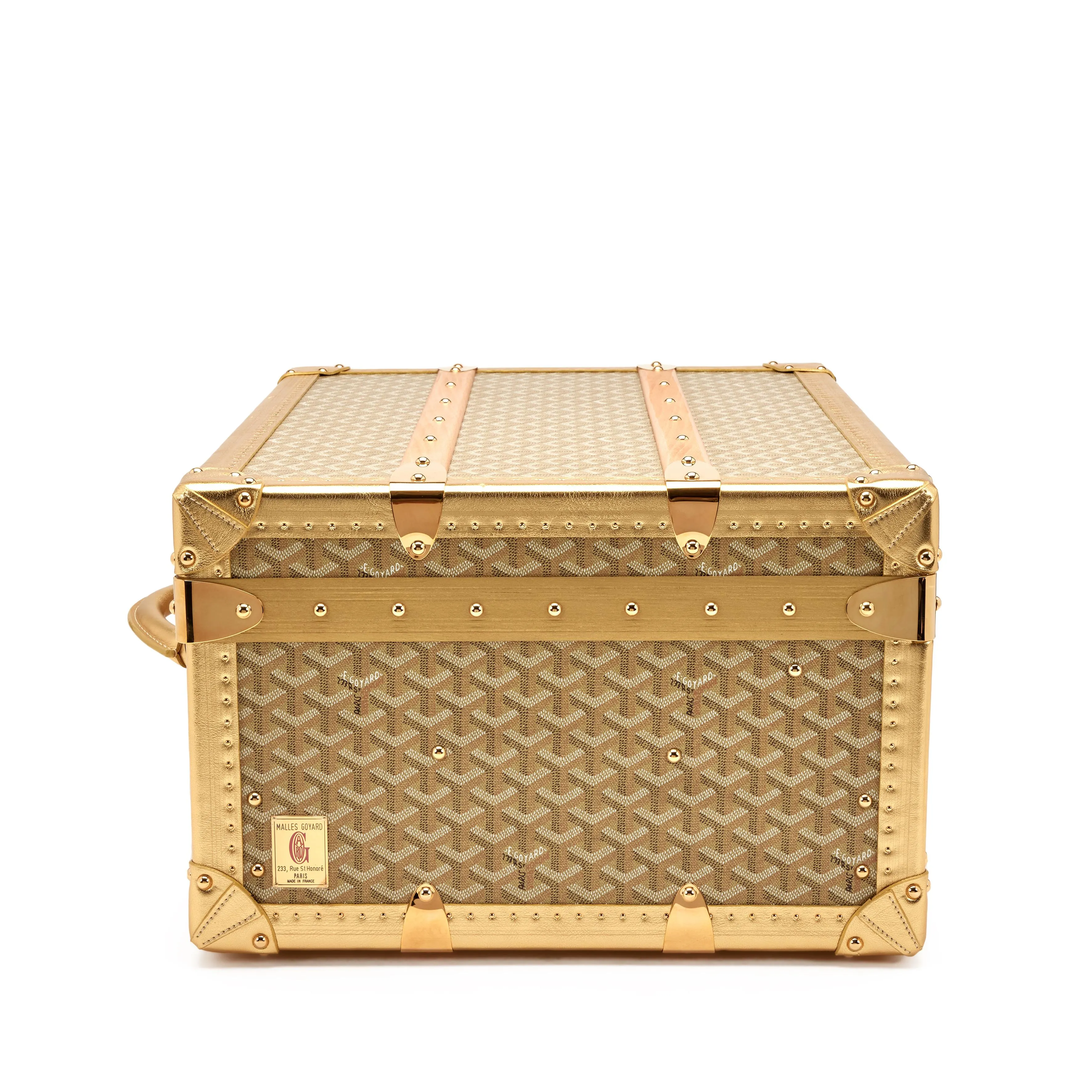 Goyard Gold Goyardine Canvas & Clamecy Cowhide Leather Suitcase Palace 55, 2017