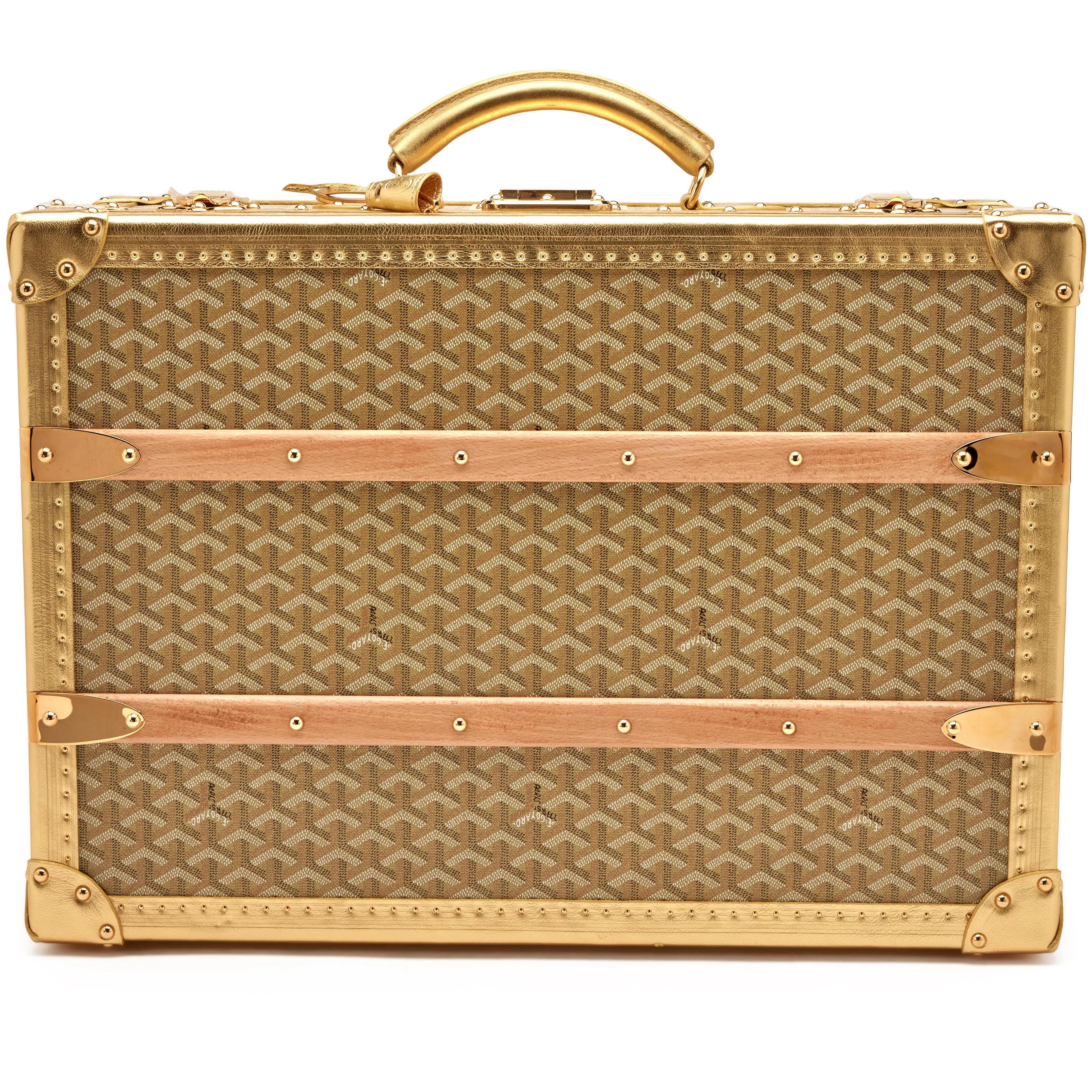 Goyard Gold Goyardine Canvas & Clamecy Cowhide Leather Suitcase Palace 55, 2017