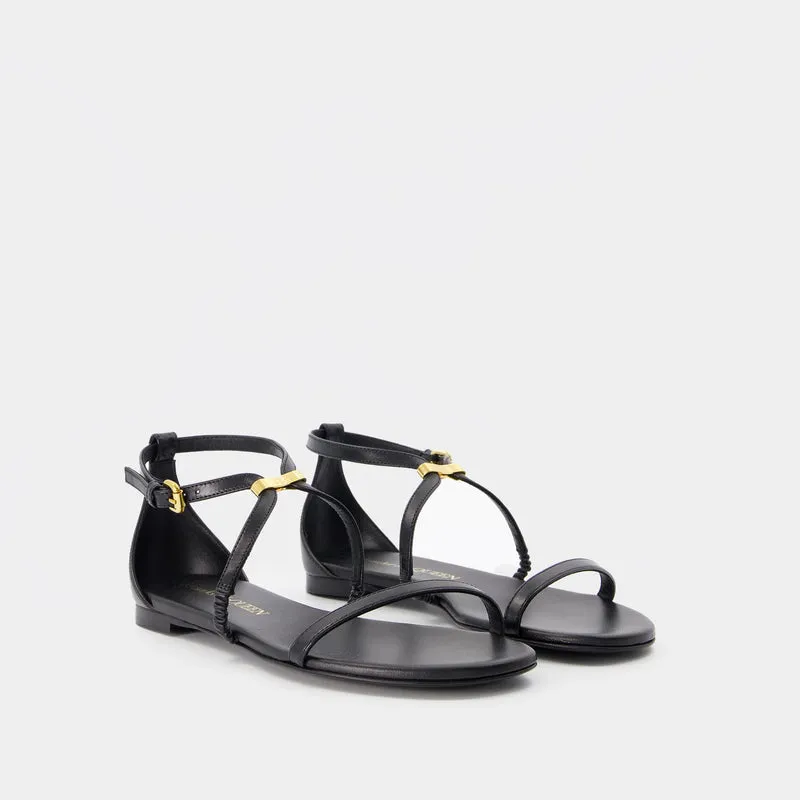 Harness Sandals - Alexander McQueen - Leather - Black/Gold