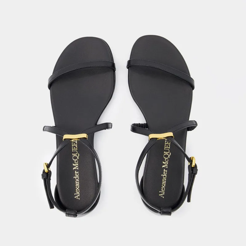 Harness Sandals - Alexander McQueen - Leather - Black/Gold