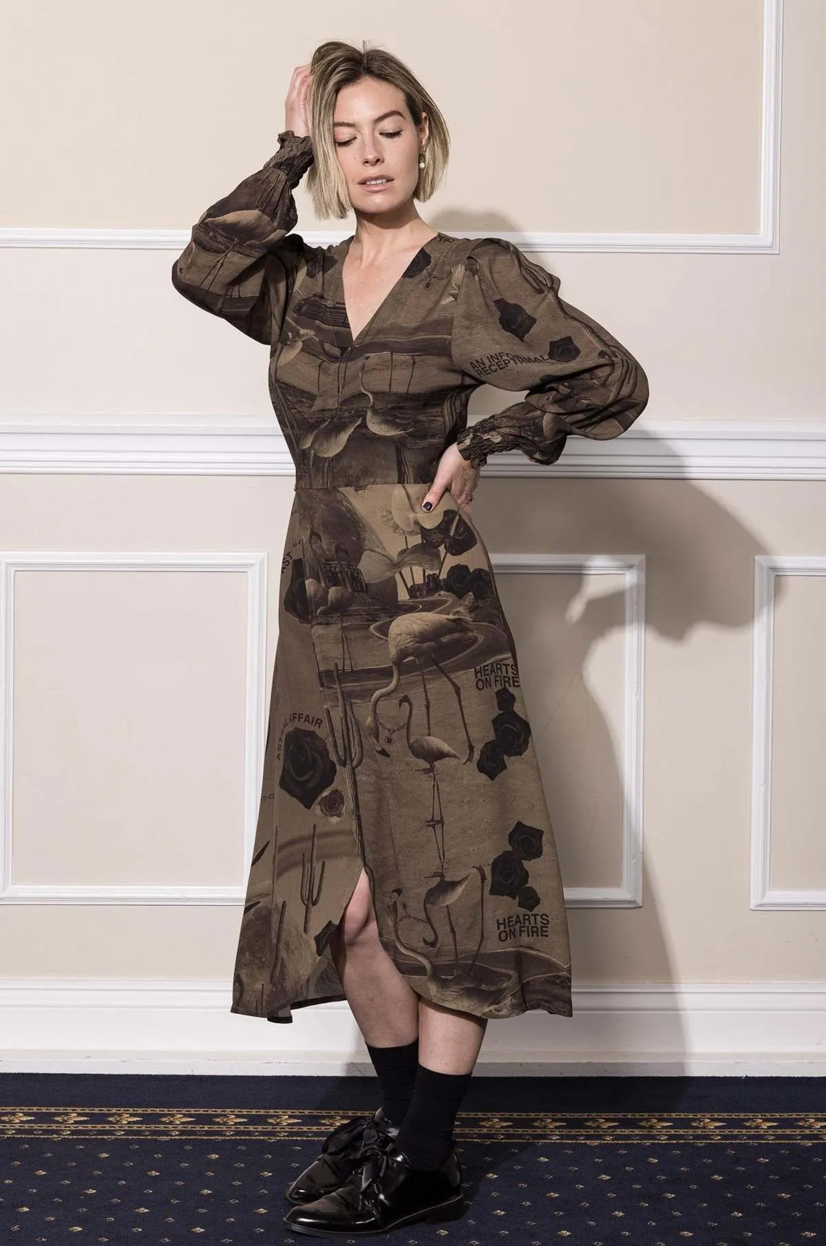 Hearts On Fire Wrap Dress - Chocolate Print